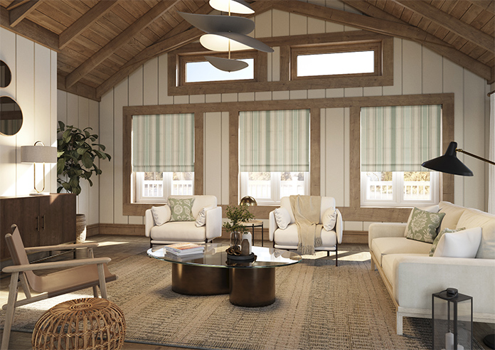 Laura Ashley Awning Stripe, Smoke Green - Twist&Fit Roman Blind - Image 7